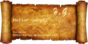 Hefler Gergő névjegykártya